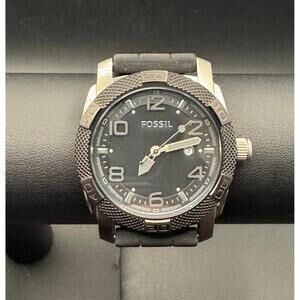 Fossil Black Analog Watch with Silicone Strap